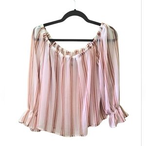 Forever 21 Cream Midi A-Line Skirt with Ruffled Hem